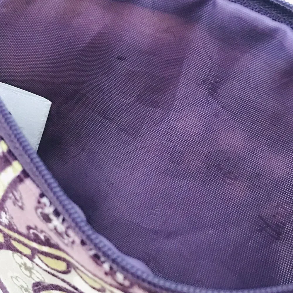 Thirty-One Timeless Beauty Mini Zipper Pouch Plum & Tan Paisley Cosmetic Case